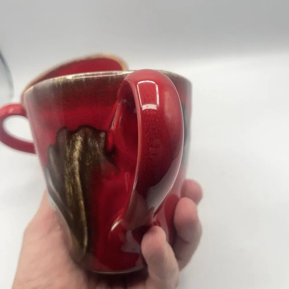Pier 1 Vania Deep Red Mugs - Set Of 2